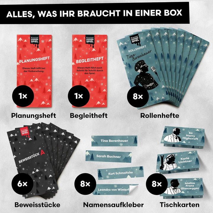 Krimidinner für Zuhause - 6 bis 8 Personen - Mord im Berg-Express - Das spannende Krimispiel ab 16 J