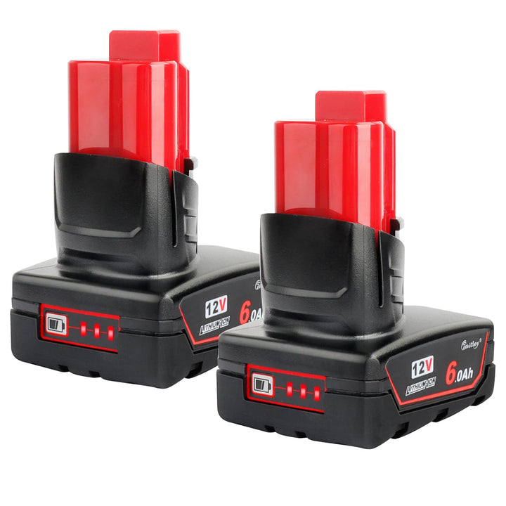 2X Waitley M12 12V 6Ah Ersatzakku für Milwaukee M12 Li-ion Akku 48-11-2411 48-11-2440 48-11-2402 Wer