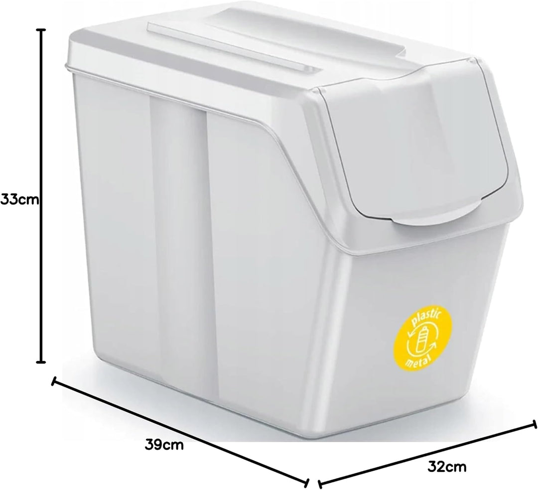 Set von 4 Mülltonnen KEDEN SORTIBOX für Recycling, weiss, 80L Gebrochenes Weiss 80 litros, Gebrochen
