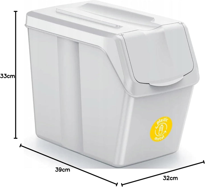 Set von 4 Mülltonnen KEDEN SORTIBOX für Recycling, weiss, 80L Gebrochenes Weiss 80 litros, Gebrochen