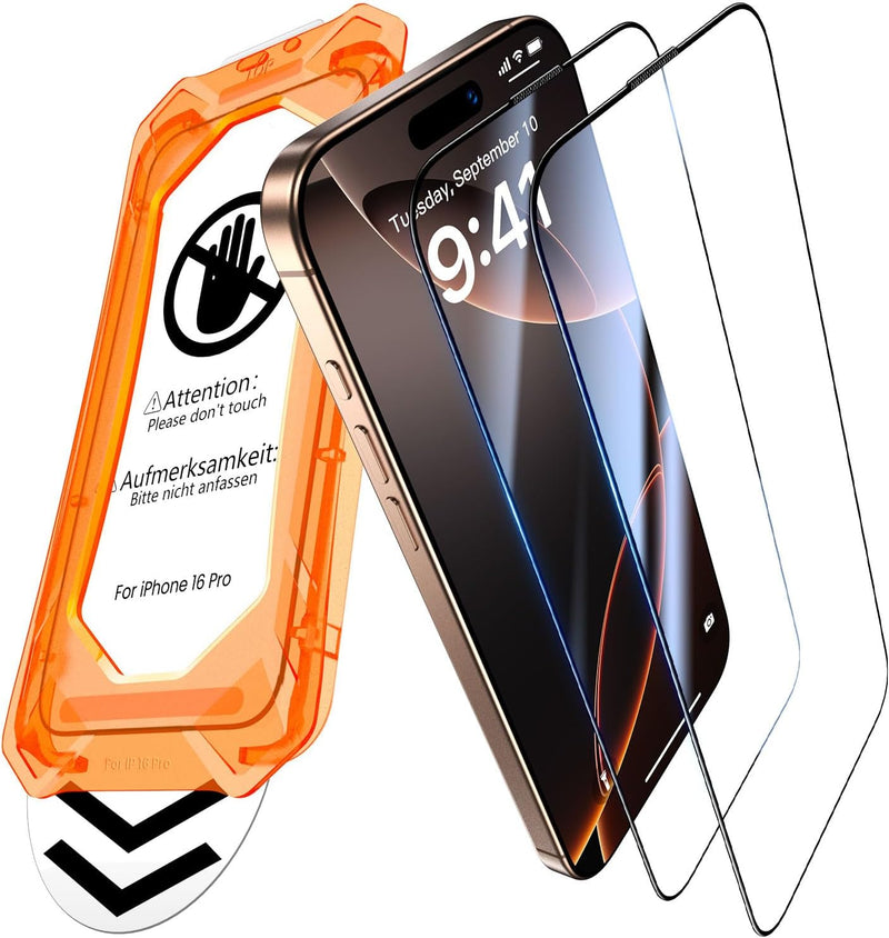 UniqueMe für iPhone 16 Pro für Panzerglas - [Full Screen Displayschutz] Schutzfolie für iPhone 16 Pr