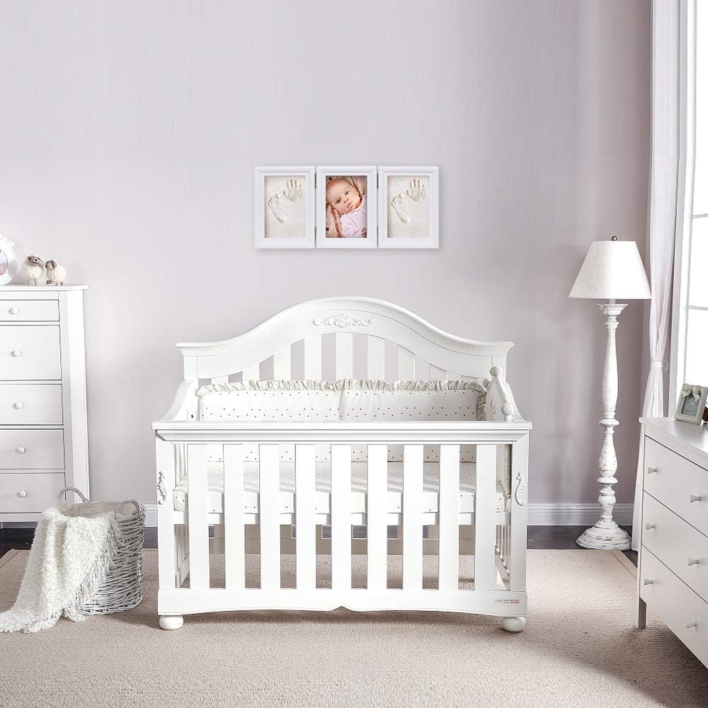 BabyIn Deluxe Casting Keepsake Kit für Baby Handprint oder Footprint mit Qualität Holzrahmen(white)