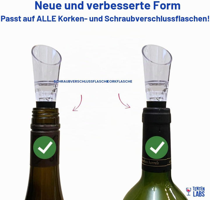 TenTen Labs WeinBelüfter und Weinsparer Vakuumpumpe COMBO – Premium WeinDekanter und Wein Konservier