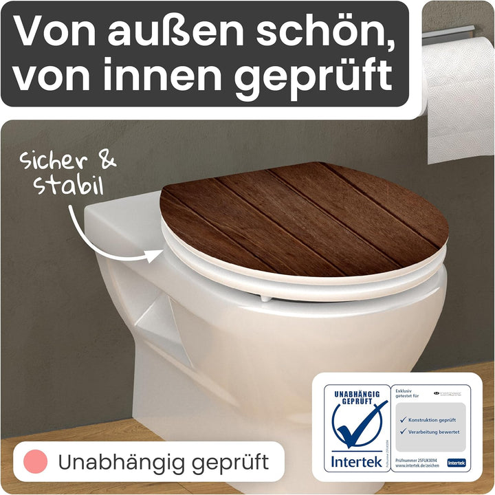 instmaier Gaia | WC Sitz mit Motiv | Dunkles Holz | MDF-Holz geprüft nachhaltig mit FSC-Zertifizieru
