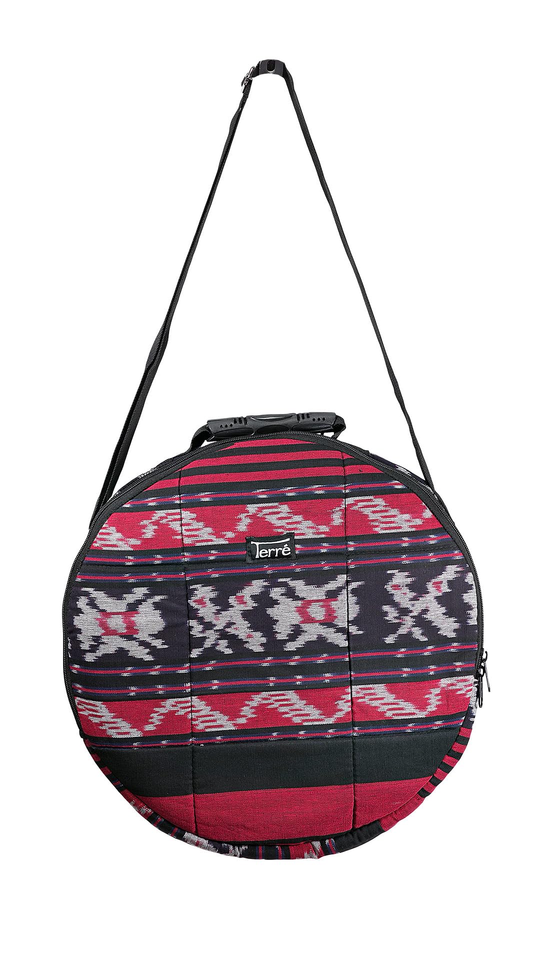Terré Shamandrum Tasche ROT aus Ikat Ø 40 cm Schamanentrommel Rund Ritual Drum Trageriemen