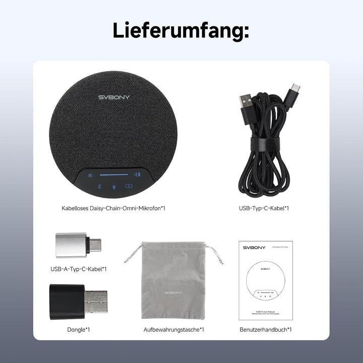SVBONY SVN O1 Zweikanal-Funk Conference Microphone mit 3A+KI-Geräuschunterdrückung, 4 Mikrofonen für