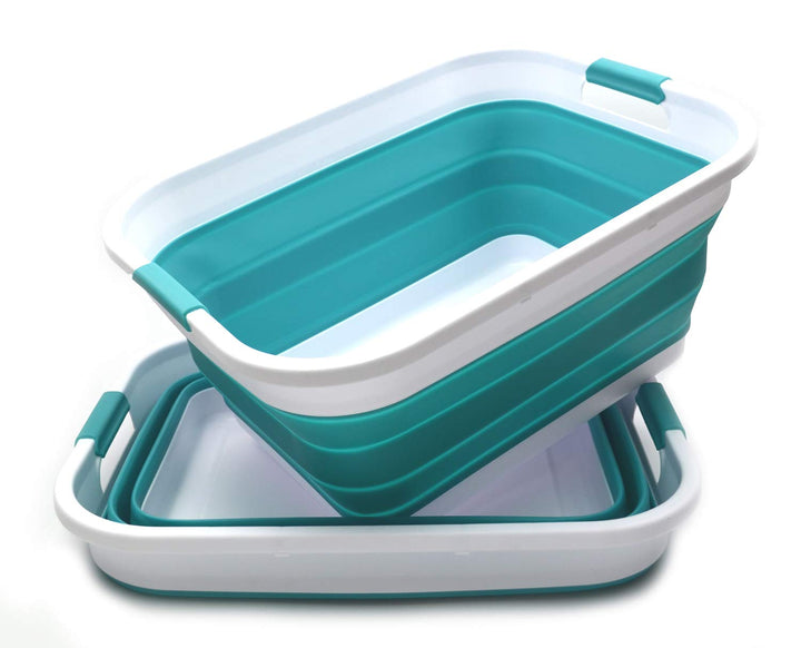 SAMMART 2er-Se 41L Zusammenklappbare Plastikwäschekorb Set - Faltbare Pop Up Lagercontainer/Organize