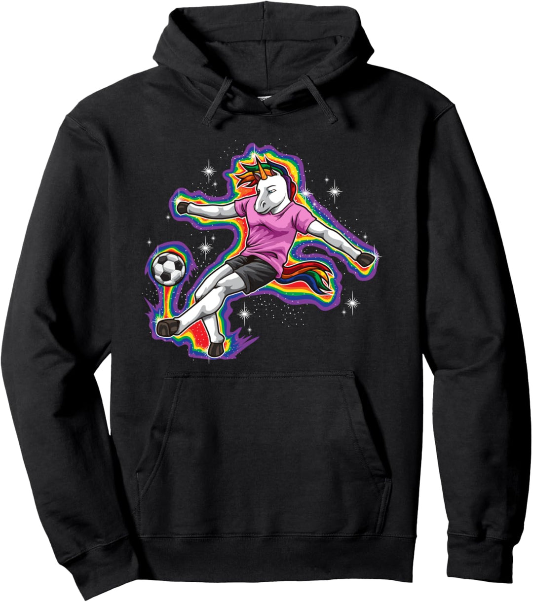 Einhorn spielt Fussball - Sportliches Fabelwesen Pullover Hoodie
