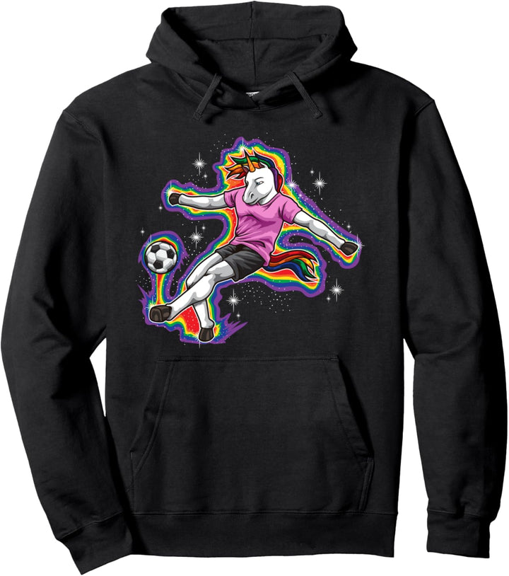 Einhorn spielt Fussball - Sportliches Fabelwesen Pullover Hoodie