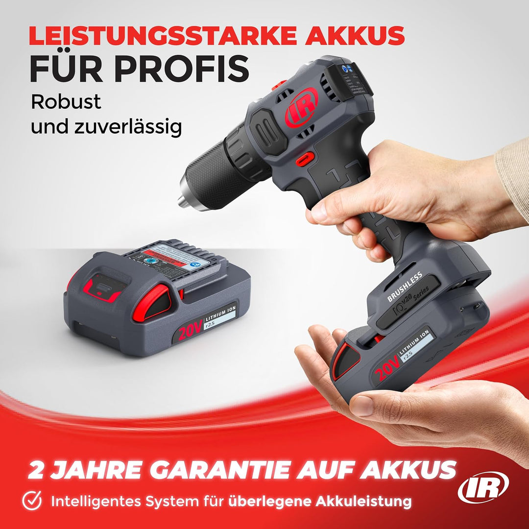 Ingersoll Rand D3141 IQV20 Bohrschrauber, 20v, Kompakt, Kabellos, Schwarz, 50 Nm Drehmoment, 180 mm