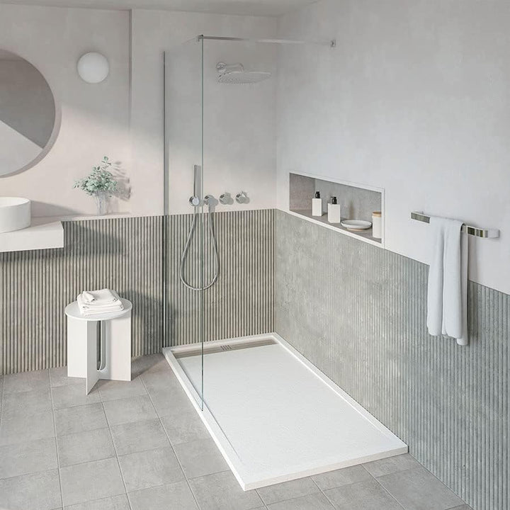 KOES - Kunstharz-Duschwanne Modell VOIGA – 70x100 – Weiss RAL 9003 70x100cm Weiss, 70x100cm Weiss