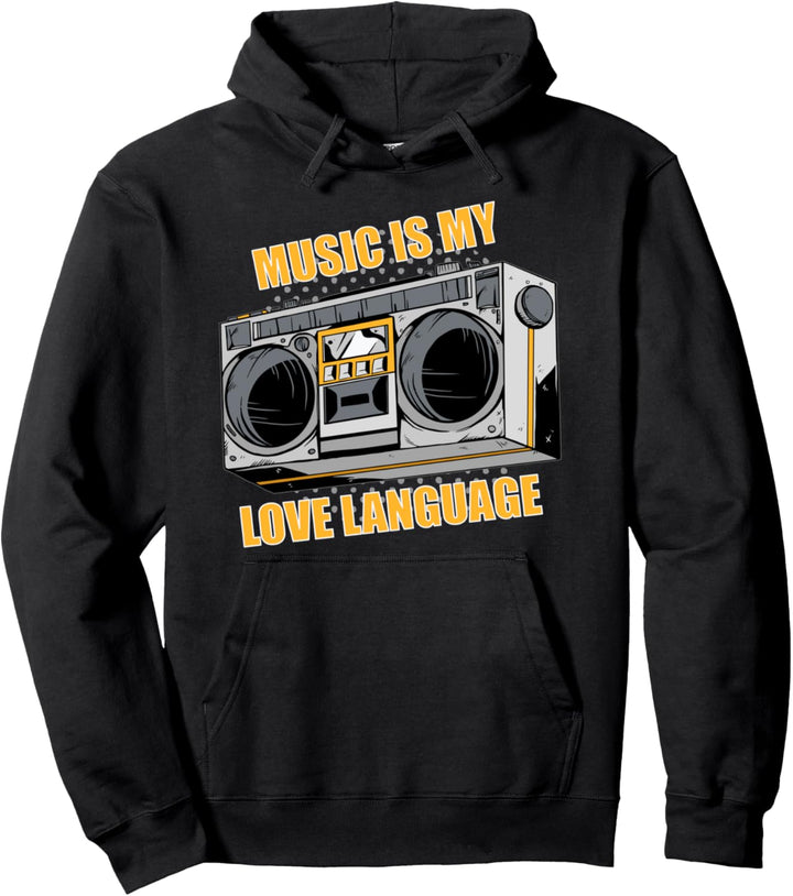 Music is My Love Language - Music Lovers - Retro Boombox Pullover Hoodie