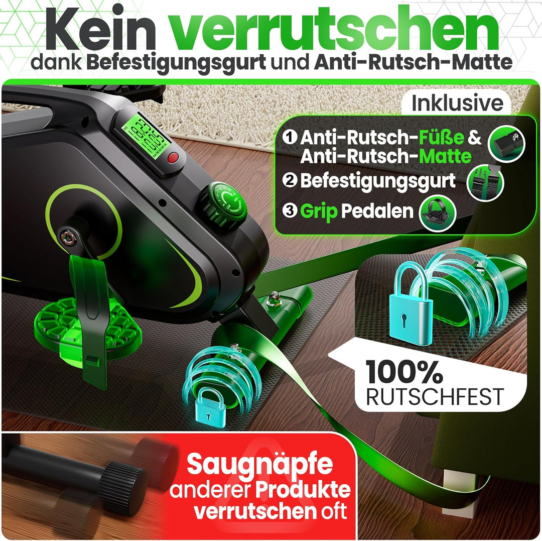 Ultrasport Pedaltrainer für Zuhause 16 Stufen inkl. Antirutsch-Matte und Gurt I CE Zertifiziert, Ext
