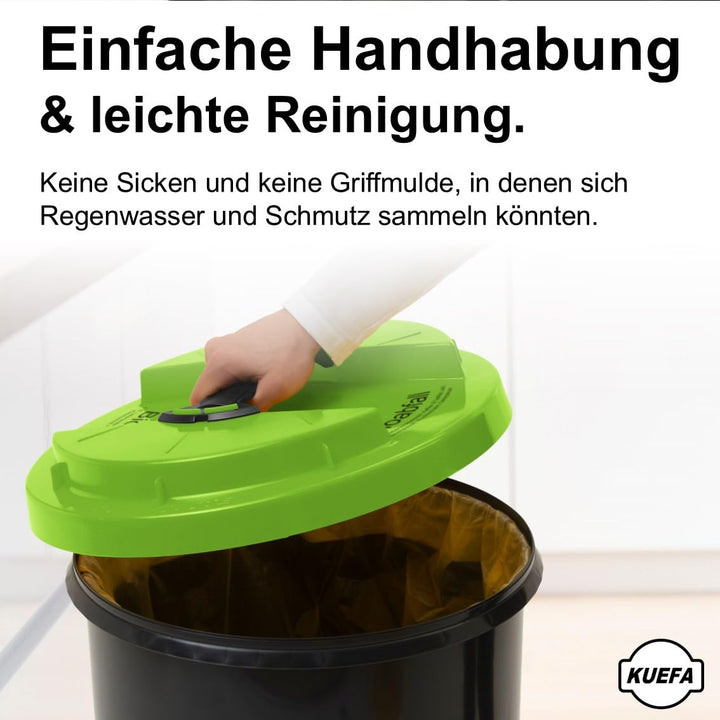 KUEFA BSC LA 60L Mülleimer, Müllsackständer, Gelber Sack Ständer, inkl. Klemm-Ring und Laserbeschrif