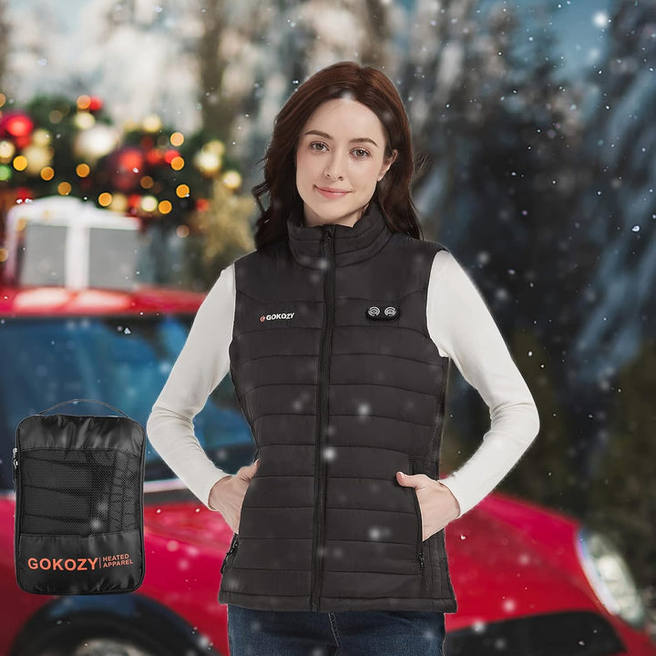 Gokozy Beheizbare Weste Damen - Heizweste Damen mit Powerbank Leichter und Wwarmer Mantel | Beheizba
