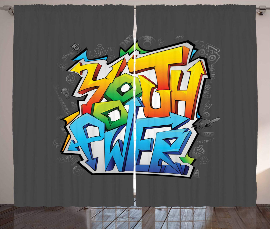 ABAKUHAUS Jugend Rustikaler Vorhang, Graffiti-Kunst-Jugendnetz, Wohnzimmer Universalband Gardinen mi