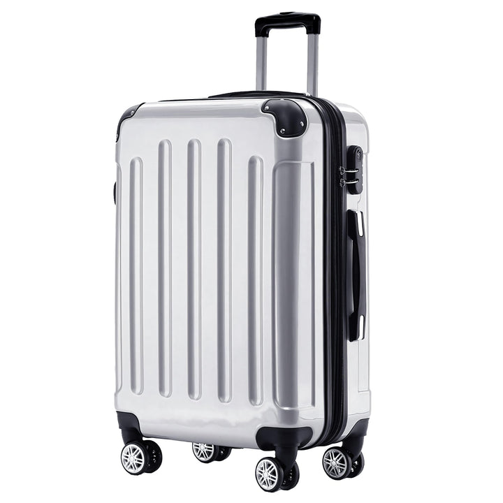 BEIBYE Zwillingsrollen 2048 Hartschale Trolley Koffer Reisekoffer in M-L-XL-Set in 15 Farben (Silber
