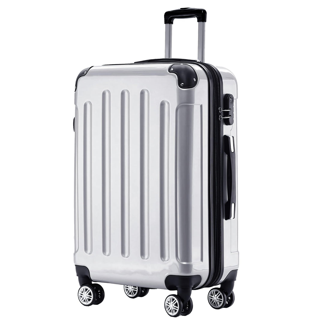 BEIBYE Zwillingsrollen 2048 Hartschale Trolley Koffer Reisekoffer in M-L-XL-Set in 15 Farben (Silber