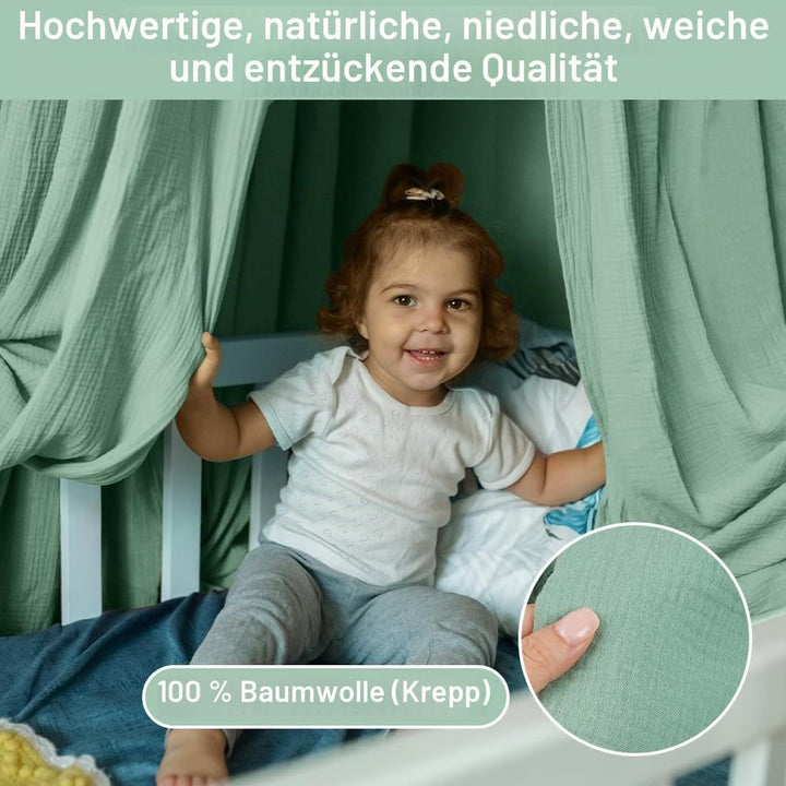HOTUT Hausbett Himmel,2 Stück Betthimmel Babybett aus Musselin,Weich und atmungsaktiv Baldachin Kind