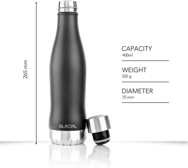 GLACIAL GL1818500011 Thermosflaschen, Edelstahl, Rosa Rosa 400 ml, Rosa 400 ml