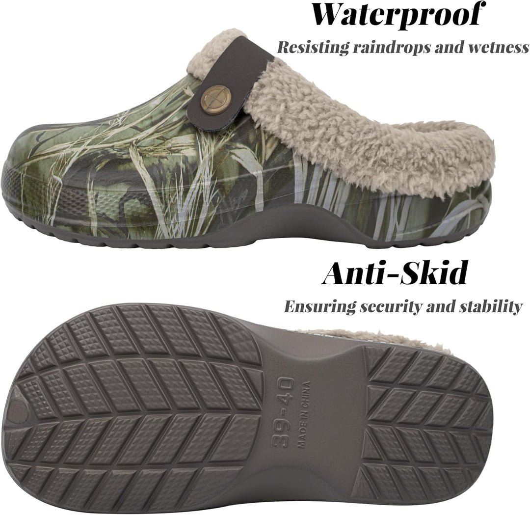 ChayChax Damen Clogs Gefüttert Herren Winter Hausschuhe Wasserdicht Warme Pantoffeln Plüsch Pantolet