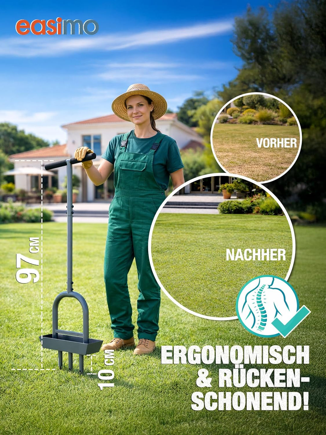 Rasenlüfter & Aerifizierer | Manueller Rasenbelüfter mit Hohlspoons zum Entfernen von Erdkernen | Ra