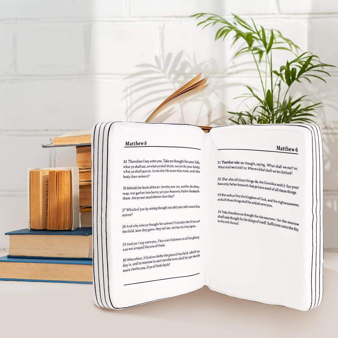 Bibelkissen, 33 x 22 x 9 cm, Kissen in Buchform aus Samt, das sich öffnet, religiöse Geschenke, Oste