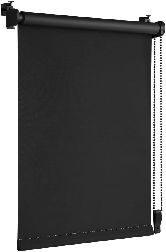 OBdeco Verdunkelungsrollo Thermorollo 100x160cm Schwarz ohne Bohren mit gleichfarbige Beschichtung O
