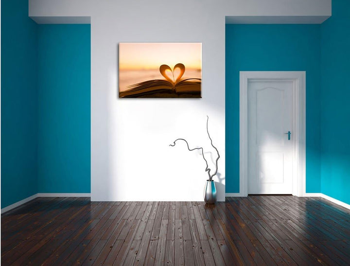 Pixxprint Das Herz aus Einer Buchseite, Format: 100x70 auf Leinwand, 100x70
