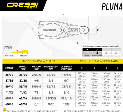 Cressi Pluma / Pluma Bag - Premium Flossen Set Schwarz/Silber 39/40 Single, Schwarz/Silber 39/40 Sin