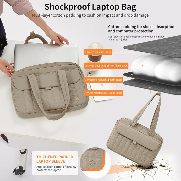 aji Laptoptasche Damen Herren 14-16 Zoll, Arbeitstasche für Büro, Leichte Handtasche Schule Lehrerta