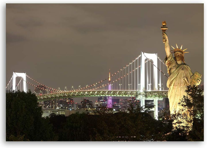 Leinwandbild XXL Freiheitsstatue Wandbild Kunst Architektur Grau 120x80 cm Leinwandbild 120x80 cm Gr