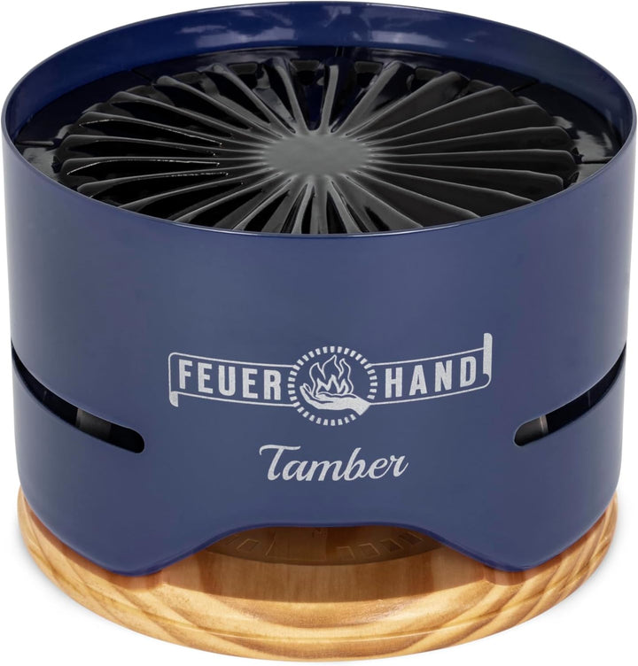 Feuerhand Tischgrill Tamber (kobaltblau) – Kompakter Holzkohlegrill für den Tisch. Mit Deckel als Un