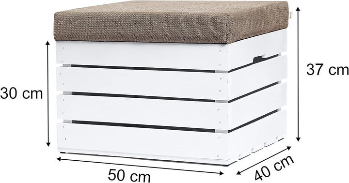 GrandBox Sitzhocker aus Holz 37x40x50 Polster, Sitztruhe Hocker mit Stauraum, Sitzbank, Sitzpouf, Si