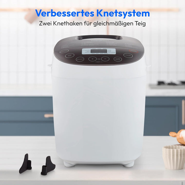 MEDION Brotbackautomat Brotbackmaschine, 950 Watt, bis zu 1600g | 20 Backprogramme, 3 Bräunungsgrade