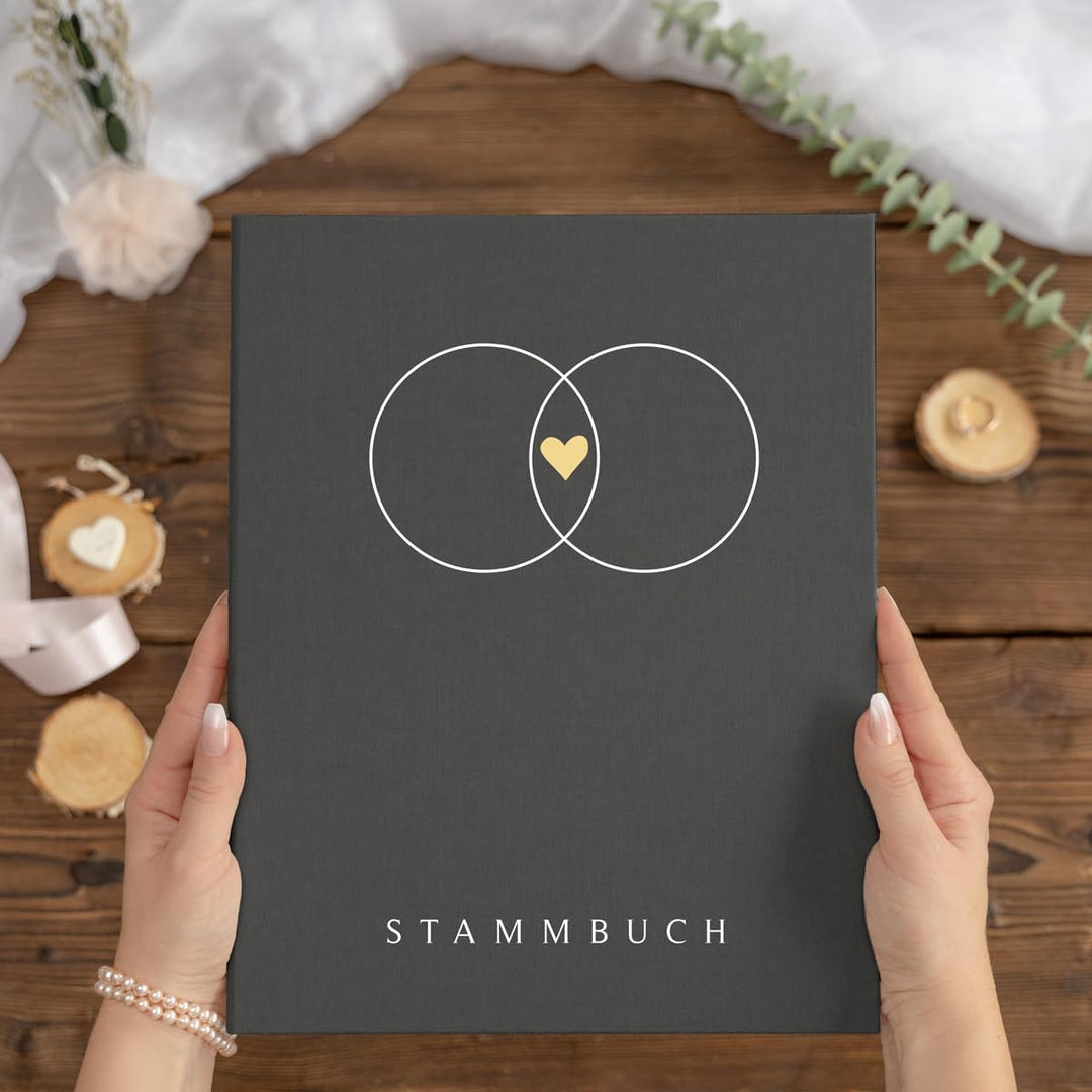 Hochzeitideal – Stammbuch der Familie Serie Alan grau DIN A4 - Buchbinderleinen Stammbuch Hochzeit -