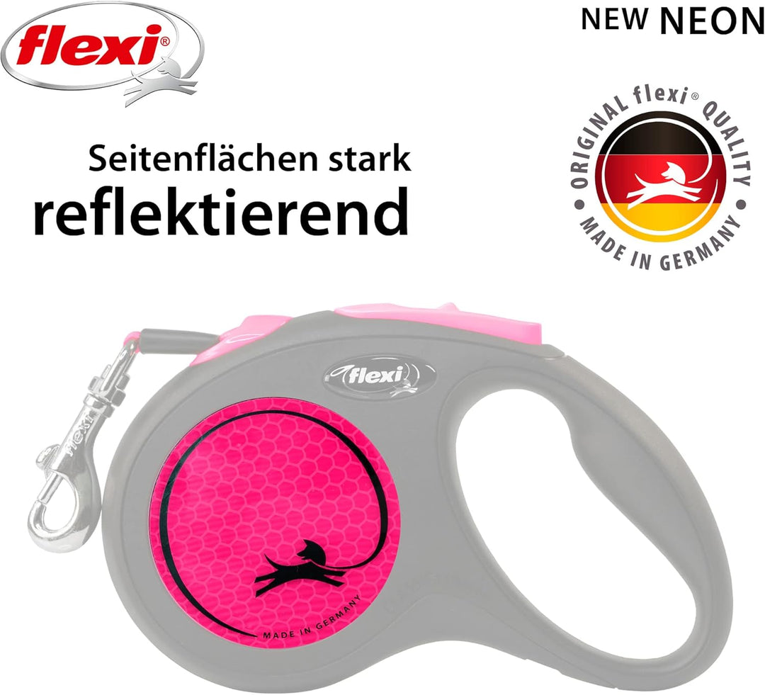 flexi® Neon S Gurt 5 m schwarz/neon-pink, Roll-Leine für Hunde bis 15 kg klein Pink, klein Pink