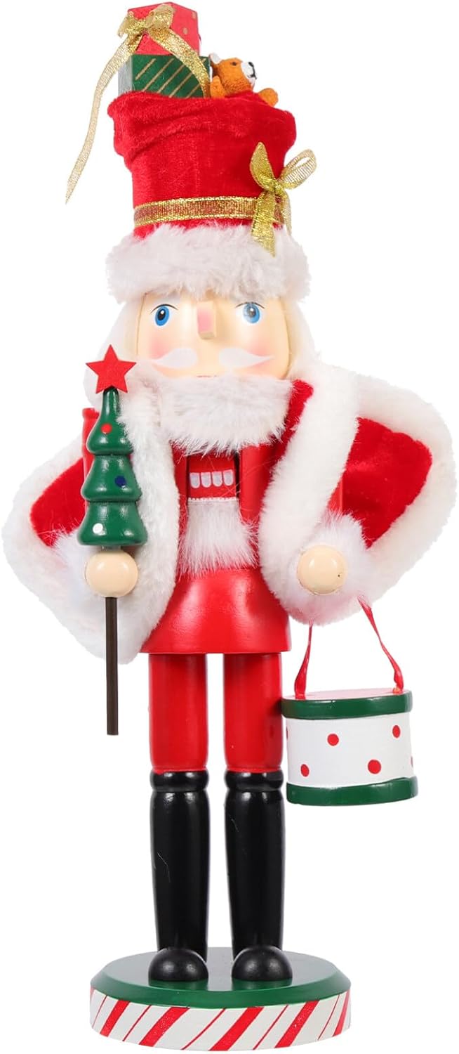 ibasenice Weihnachten Nussknacker Figur aus Holz Weihnachtsmann Nussknacker Soldat Figuren Ornament