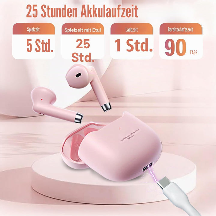 Rosa In Ear Kopfhörer kabellos Bluetooth für iPhone Android Kopfhörer kleine Ohren Headphones Earpho