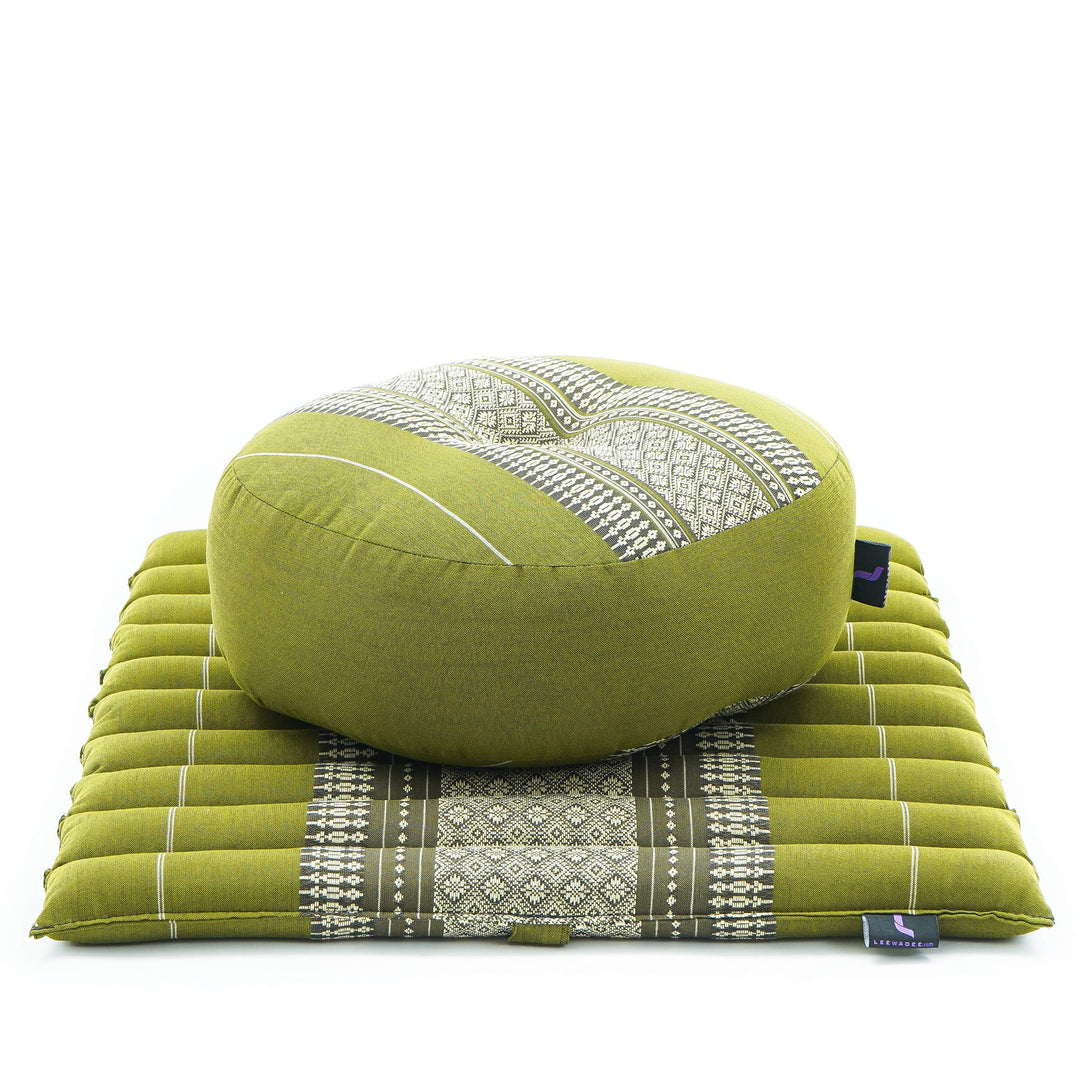 Leewadee Meditationsset Yogaset aus Meditationskissen Zafu und Kleiner rollbarer Sitzmatte Zabuton Ö