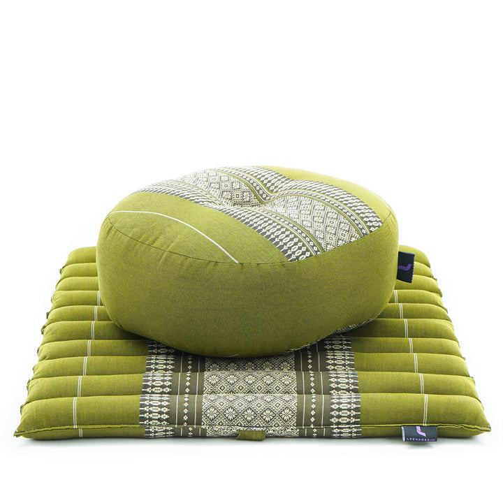 Leewadee Meditationsset Yogaset aus Meditationskissen Zafu und Kleiner rollbarer Sitzmatte Zabuton Ö