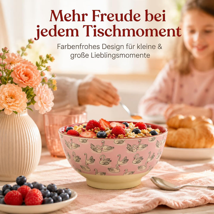 ReWu RICE Melaminschale Schwan rosa 700 ml Grosse Schale, Grosse Schale