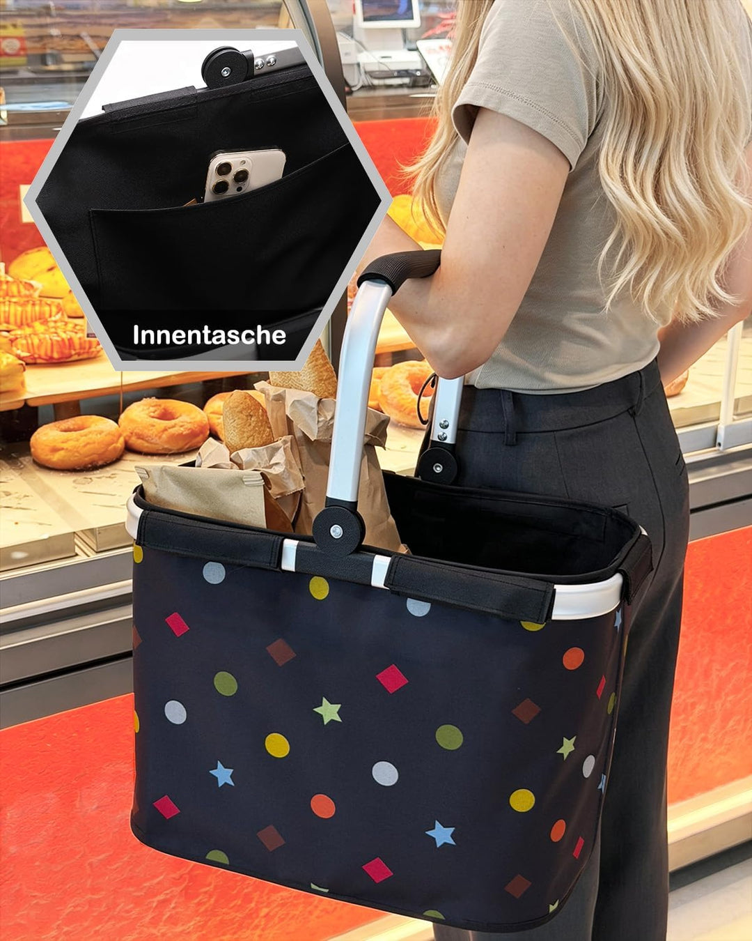 Diurwur®30L Einkaufskorb Stabiler Tragekorb Faltbar Einkaufstasch Gross Picknickkorb Klappkorb Reise