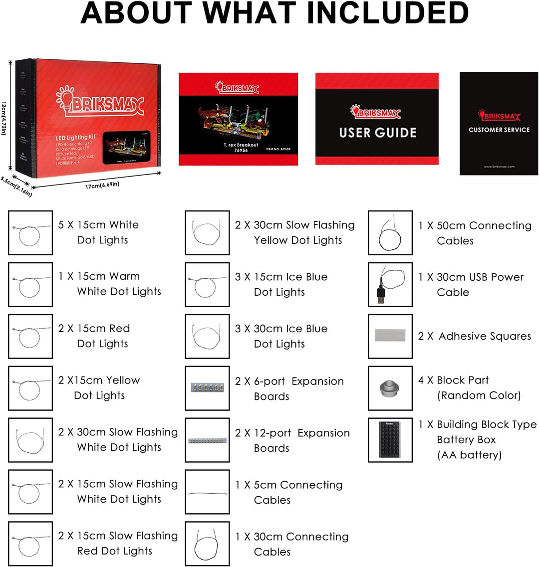 BRIKSMAX 76956 Led Beleuchtungsset für Lego Ausbruch des T. Rex - Compatible with Lego Jurassic Worl