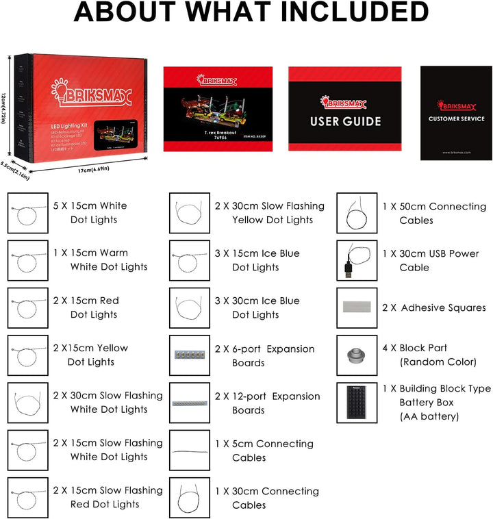 BRIKSMAX 76956 Led Beleuchtungsset für Lego Ausbruch des T. Rex - Compatible with Lego Jurassic Worl