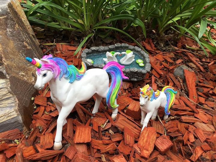 GlitZGlam Regenbogeneinhorn-Set: Mutter (Alana) und Tochter (Penelope) Einhorn Miniatureinhornfigure