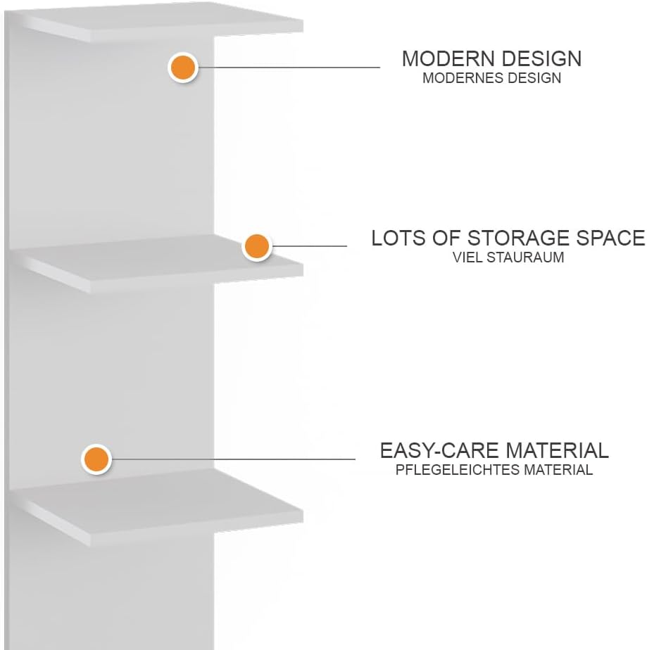 Vicco Wandregal Paolo, Weiss, 30 x 95 cm Weiss 95 cm, Einzel, Weiss 95 cm, Einzel