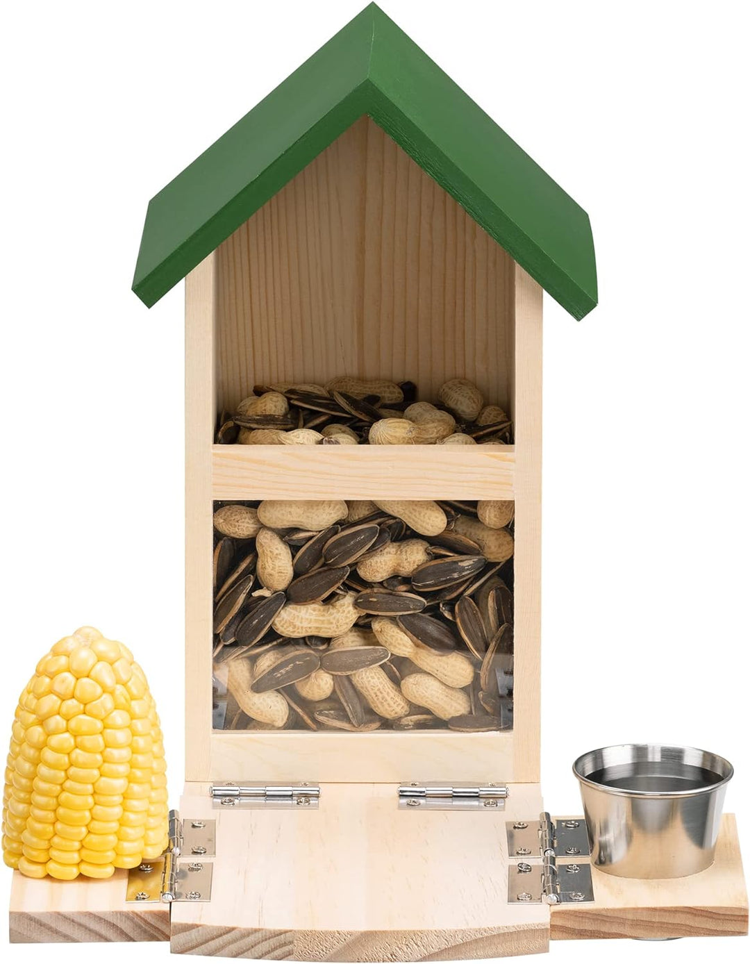 Navaris Eichhörnchen Futterhaus wetterfest aus Kiefernholz - Futterkasten 23x15x26cm - Futterautomat