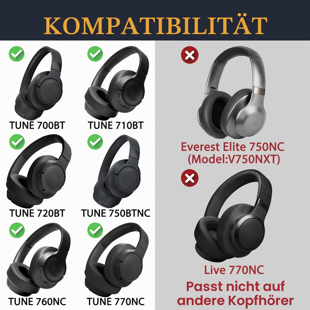 SOULWIT Ersatz Ohrpolster für JBL Tune 700BT, 710BT, 720BT, 750BTNC, 760NC, 770NC Wireless Over-Ear