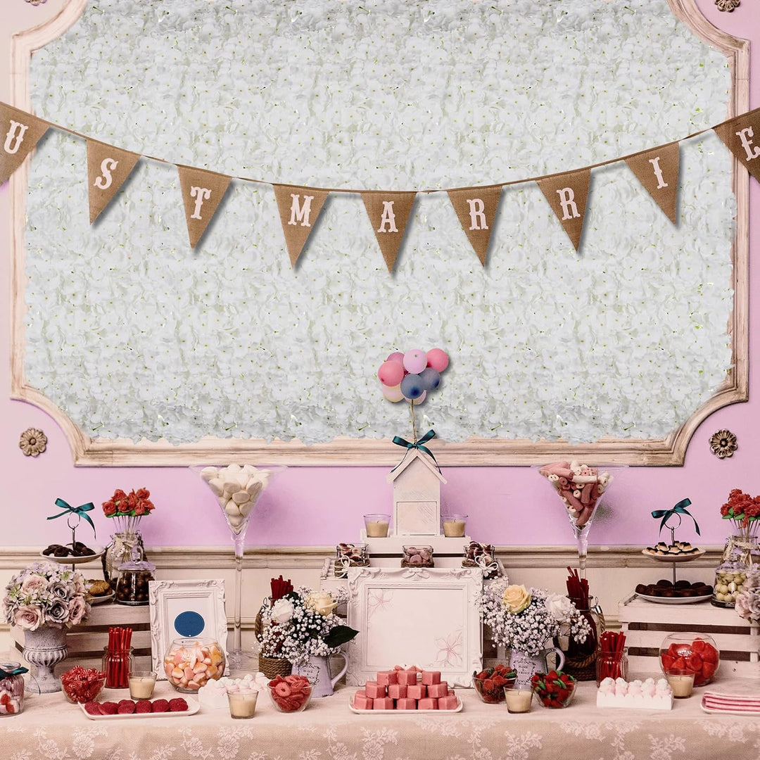 BLOSMON Künstliche Blumen Wand Kunstblumen Deko 12Stück Elfenbeinweiss Blumengestecke Blumenwand Hor
